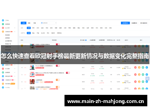 怎么快速查看欧冠射手榜最新更新情况与数据变化完整指南 怎么快速查看欧冠射手榜最新更新情况与数据变化完整指南